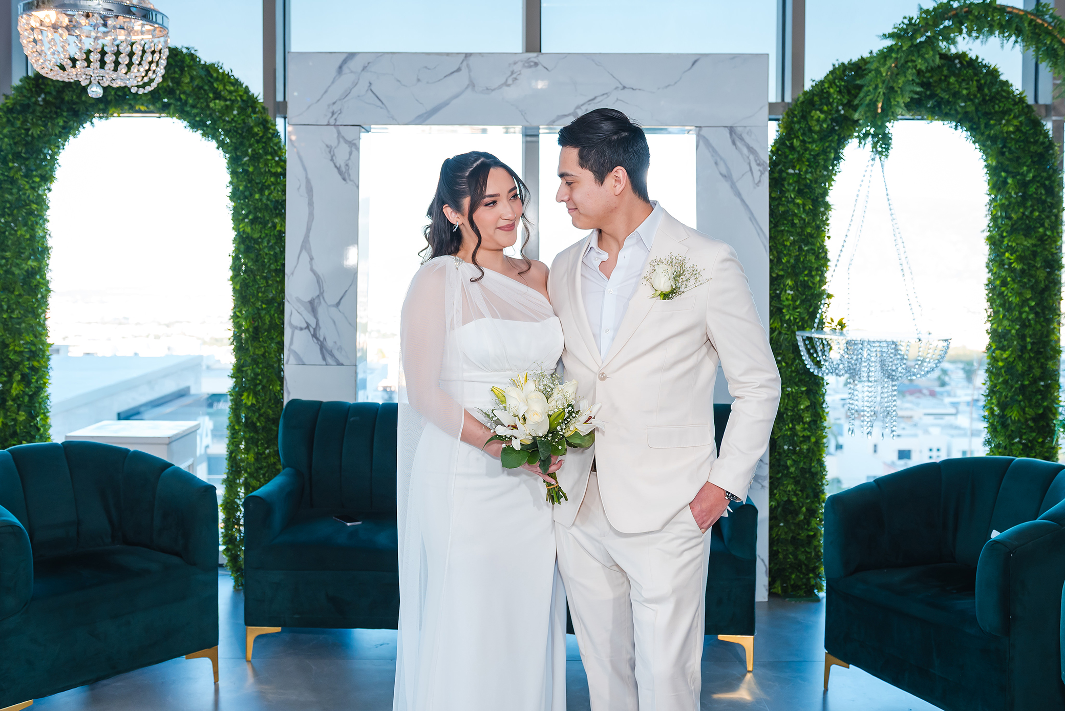 Fotografía de boda civil de Elizabeth y Gerardo en Sky Events Cumbres